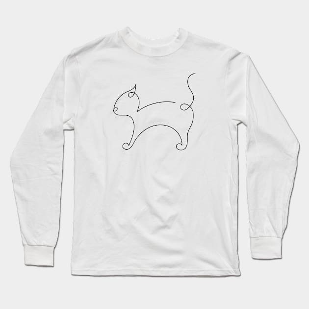 One line cat Long Sleeve T-Shirt by Seven Trees Design